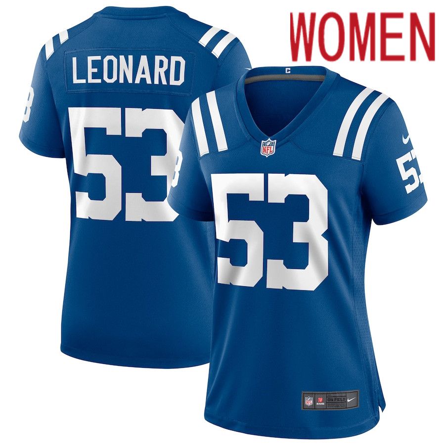 Women Indianapolis Colts #53 Darius Leonard Nike Royal Player Game NFL Jersey->women nfl jersey->Women Jersey